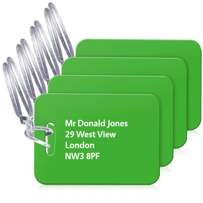 (10cm x 7cm) Bright Green with Clear Loop (Personalised with Text)