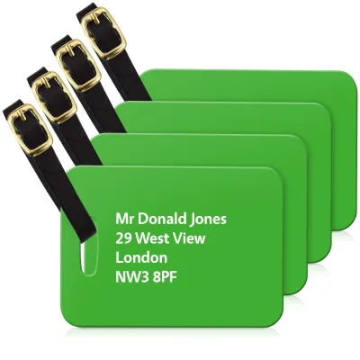 (10cm x 7cm) Bright Green with Leather Strap (Personalised with Text)