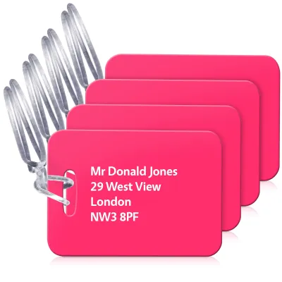 (10cm x 7cm) Hot Pink (Fuchsia) with Clear Loop (Personalised with Text)