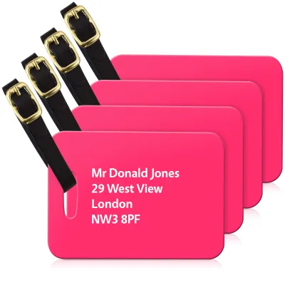 (10cm x 7cm) Hot Pink (Fuchsia) with Leather Strap (Personalised with Text)