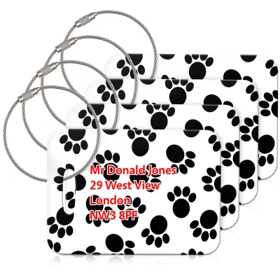 (10cm x 7cm) - Paws Print with Metal Loop (Personalised with Text)