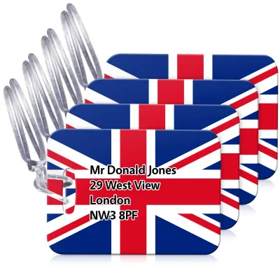 (10cm x 7cm) - Union Jack with Clear Loop (Personalised with Text)