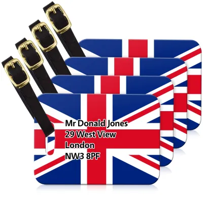 (10cm x 7cm) - Union Jack with Leather Strap (Personalised with Text)