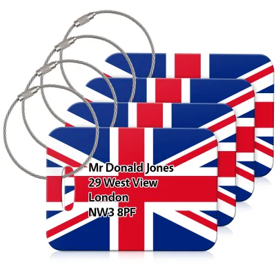 (10cm x 7cm) - Union Jack with Metal Loop (Personalised with Text)