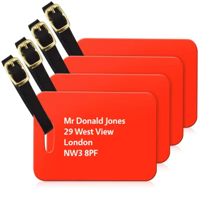 (10cm x 7cm) Red with Leather Strap (Personalised with Text)