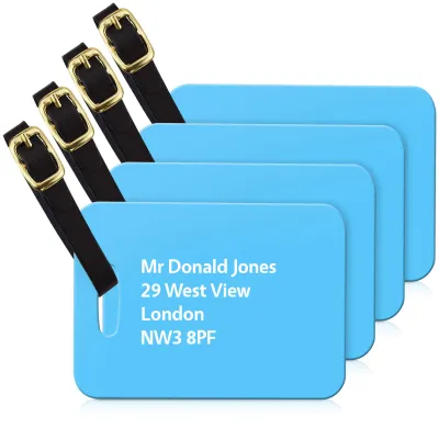 (10cm x 7cm) Sky Blue with Leather Strap (Personalised with Text)