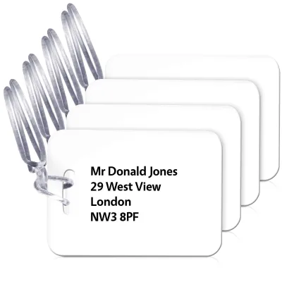 (10cm x 7cm) White with Clear Loop (Personalised with Text)