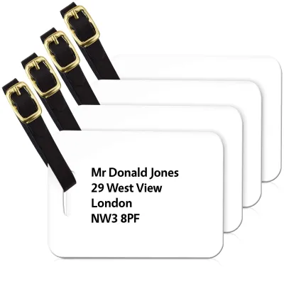 (10cm x 7cm) White with Leather Strap (Personalised with Text)