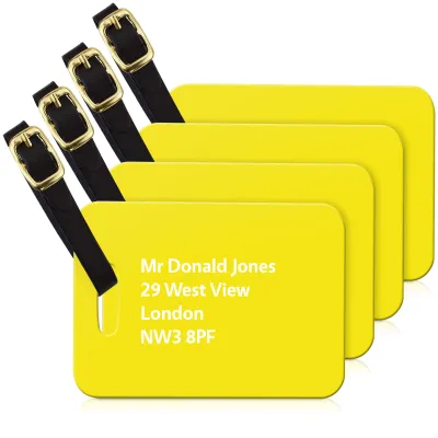 (10cm x 7cm) Yellow with Leather Strap (Personalised with Text)