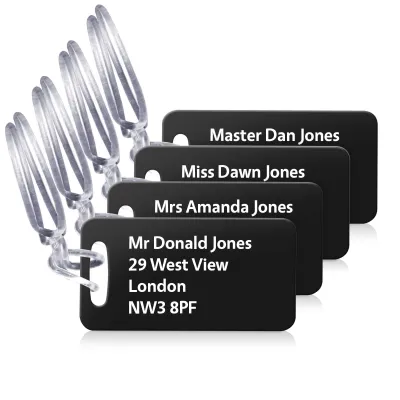 (9cm x 4.5cm) Black with Clear Loop (Personalised with Text)