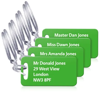 (9cm x 4.5cm) Bright Green with Clear Loop (Personalised with Text)