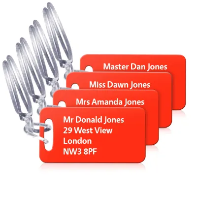 (9cm x 4.5cm) Red with Clear Loop (Personalised with Text)