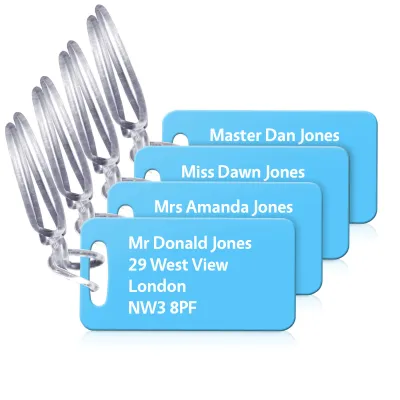 (9cm x 4.5cm) Sky Blue with Clear Loop (Personalised with Text)