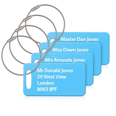 (9cm x 4.5cm) Sky Blue with Metal Loop (Personalised with Text)