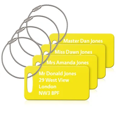 (9cm x 4.5cm) Yellow with Metal Loop (Personalised with Text)