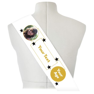 (180cm x 14cm) Black & Gold Mock Suede Polyester Fabric (Personalised with Text)