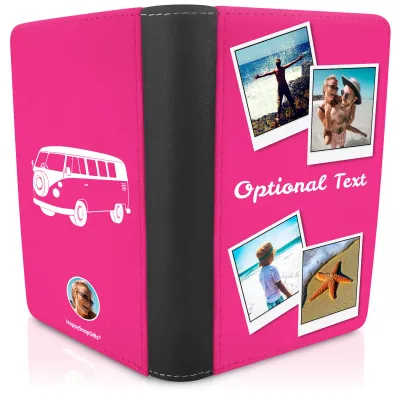 (UK Standard 21cm) (Camper Van Icon) Hot Pink (Fuchsia) (Personalised with Text)