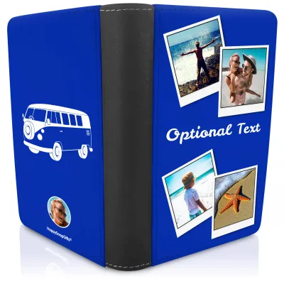 (UK Standard 21cm) (Camper Van Icon) Royal Blue (Personalised with Text)