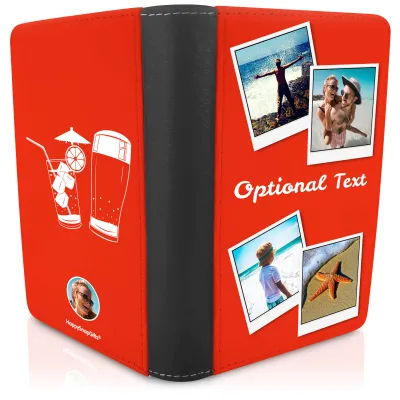 (UK Standard 21cm) (Drinks Icon) Red (Personalised with Text)