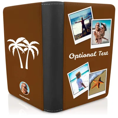 (UK Standard 21cm) (Palm Trees Icon) Brown (Personalised with Text)