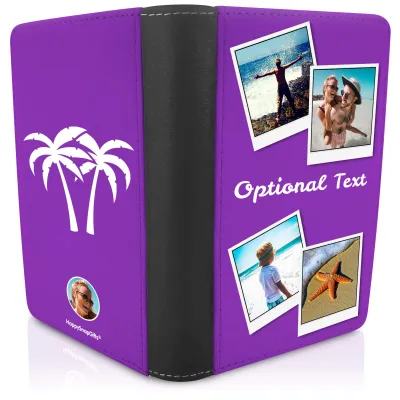 (UK Standard 21cm) (Palm Trees Icon) Purple (Personalised with Text)