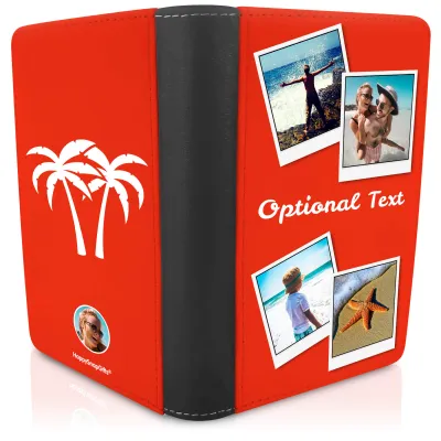 (UK Standard 21cm) (Palm Trees Icon) Red (Personalised with Text)