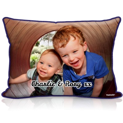 (36cm) - Navy Blue Fleece Fabric with Removable Cover (Zip) (Personalised with Text)