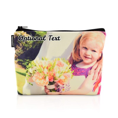 Small Makeup Bag (20cm x 14cm) Mock Suede Polyester Fabric    (Optional Personalised Gift Text)