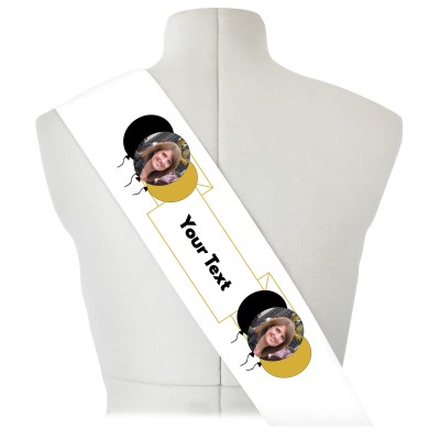 (180cm x 14cm) Black & Gold Mock Suede Polyester Fabric (Personalised with Text)