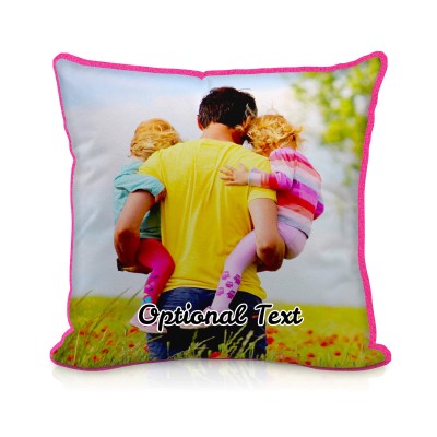 (25cm Square) - Hot Pink (Fuchsia) Fleece Fabric with Removable Cover (Zip) (Personalised with Text)