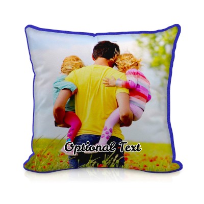 (25cm Square) - Royal Blue Fleece Fabric with Removable Cover (Zip) (Personalised with Text)