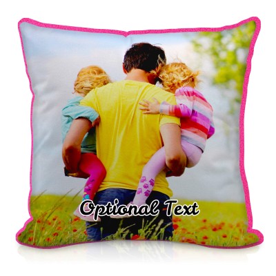 (40cm Square) - Hot Pink (Fuchsia) Fleece Fabric with Removable Cover (Zip) (Personalised with Text)