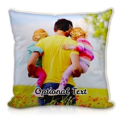 (40cm Square) - Natural Cotton Fabric with Removable Cover (Zip) (Personalised with Text)