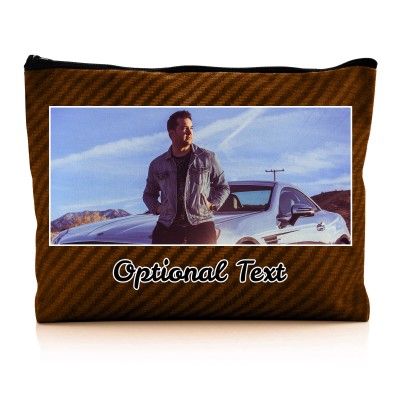 - Large - Carbon Fibre Design Brown Water Resistant Polyester Rip-Stop Fabric (Personalised with Text)