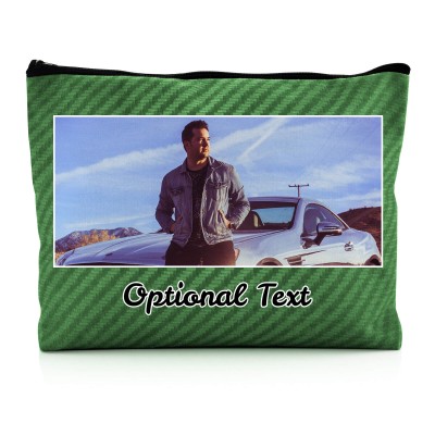 - Large - Carbon Fibre Design Bright Green Water Resistant Polyester Rip-Stop Fabric (Personalised with Text)
