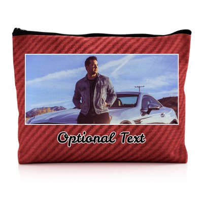 - Large - Carbon Fibre Design Red Water Resistant Polyester Rip-Stop Fabric (Personalised with Text)