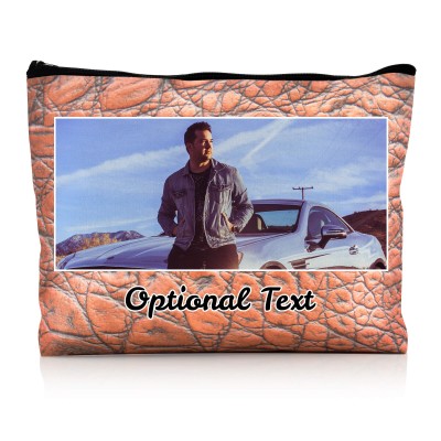 - Large - Crocodile Leather Design Brown Water Resistant Polyester Rip-Stop Fabric (Personalised with Text)