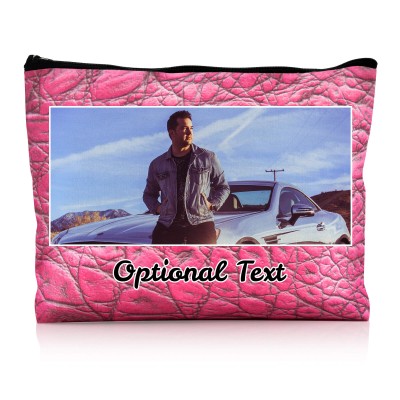 - Large - Crocodile Leather Design Hot Pink (Fuchsia) Water Resistant Polyester Rip-Stop Fabric (Personalised with Text)