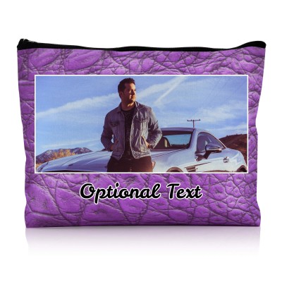 - Large - Crocodile Leather Design Purple Water Resistant Polyester Rip-Stop Fabric (Personalised with Text)