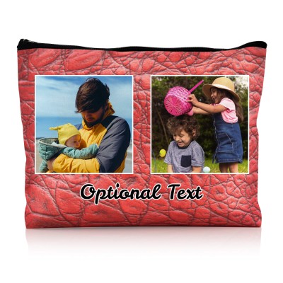 - Large - Crocodile Leather Design Red Water Resistant Polyester Rip-Stop Fabric (Personalised with Text)