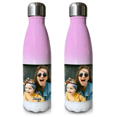 - Double Walled (Purple Stainless Steel 500ml) with 1 Photo Printed Front & Back (Personalised with Text)