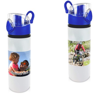 - Blue with 2 Photos Printed Front & Back (Personalised with Text)