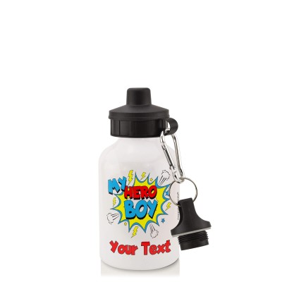 in White (400ml) with Screw Cap (Boy) (Personalised with Text)