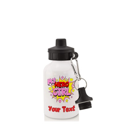 in White (400ml) with Screw Cap (Girl) (Personalised with Text)