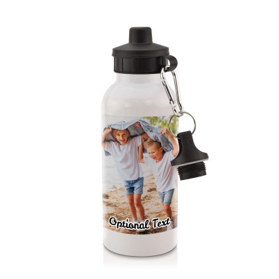 in White (600ml) with Screw Cap with 1 Wrapped Around Image (Optional Personalised Gift Text)