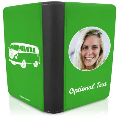 (UK Standard 21cm) (Camper Van Icon) Bright Green (Personalised with Text)
