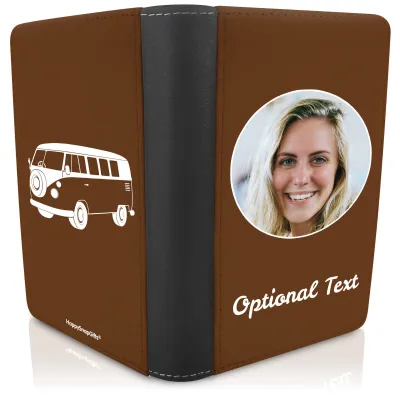 (UK Standard 21cm) (Camper Van Icon) Brown (Personalised with Text)