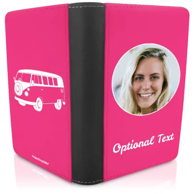(UK Standard 21cm) (Camper Van Icon) Hot Pink (Fuchsia) (Personalised with Text)