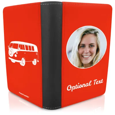 (UK Standard 21cm) (Camper Van Icon) Red (Personalised with Text)