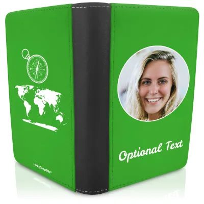 (UK Standard 21cm) (Globe and Compass Icon) Bright Green (Personalised with Text)